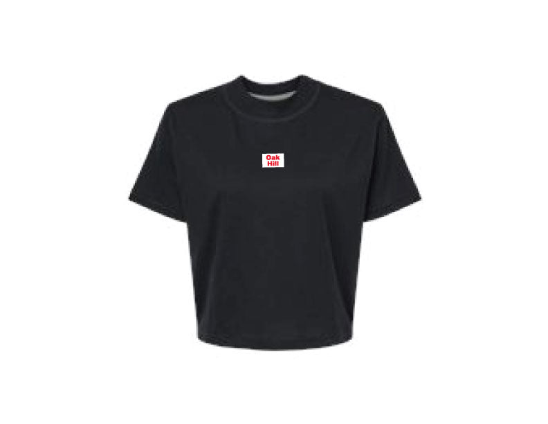 ADULT Womens Black Boxy Tee Woven Patch 2
