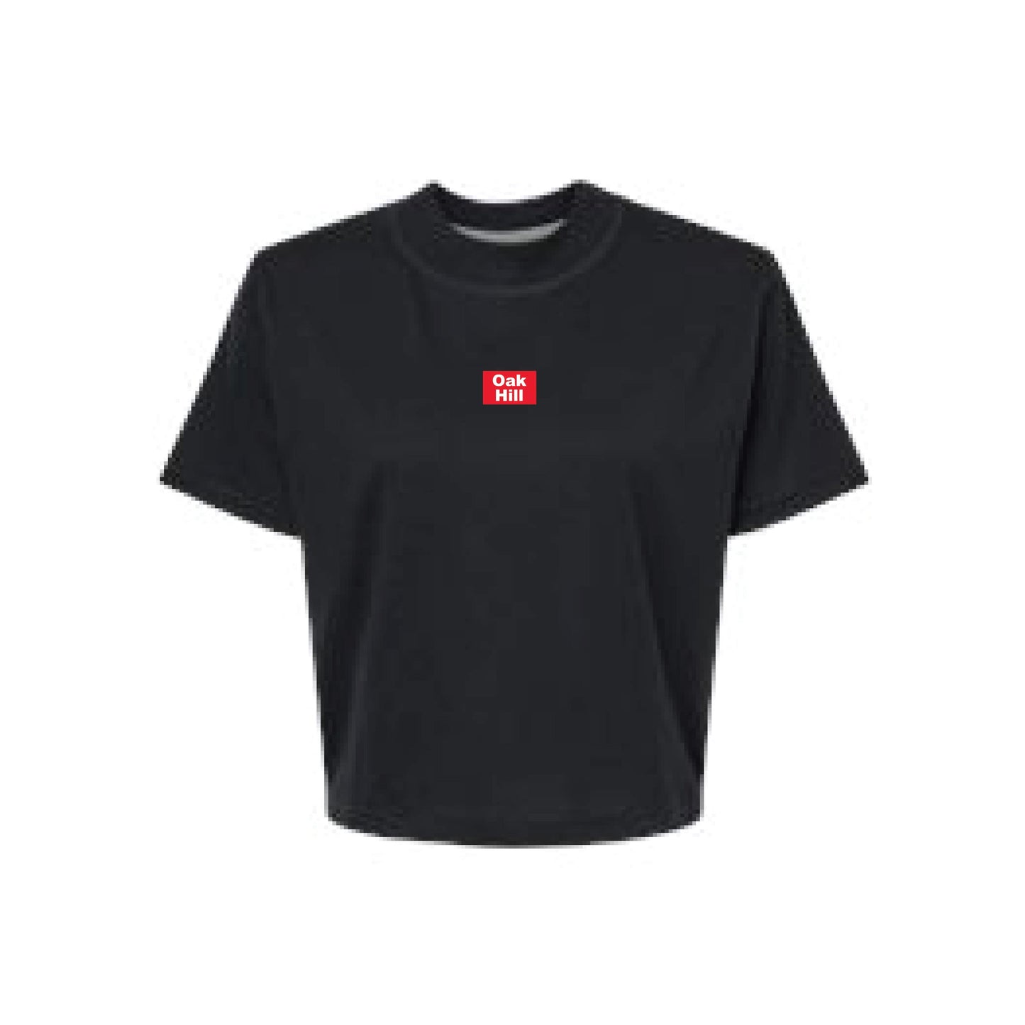 ADULT Womens Black Boxy Tee Woven Patch