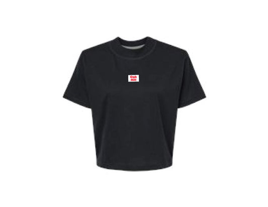 ADULT Womens Black Boxy Tee Woven Patch 2