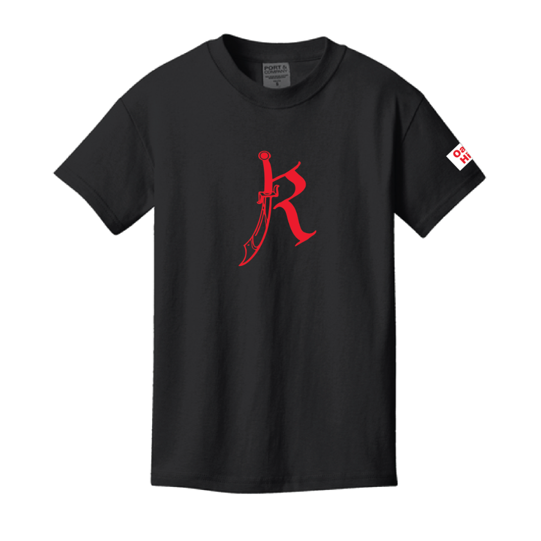 YOUTH Beach Wash Garment-Dye Raider R Woven Label Black Tee