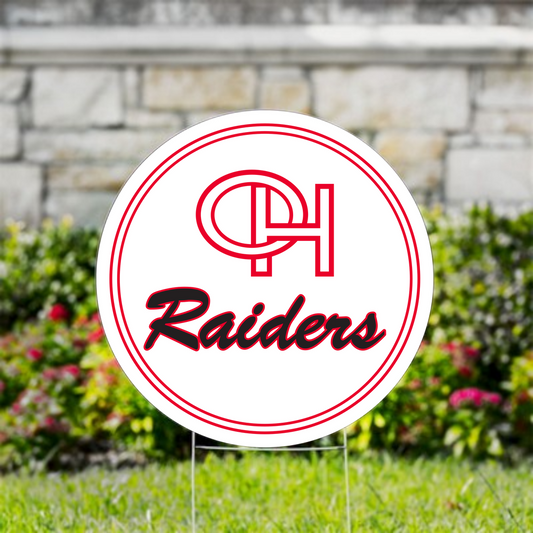 OH Raiders Circle Yard Sign with Wire Stand